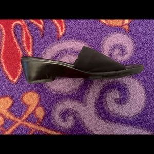 Black slide on sandals